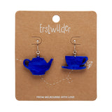 Tea Set Drop Earrings - Blue