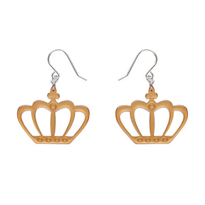 Royal Crown Drop Earrings - Gold