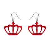 Royal Crown Drop Earrings - Red