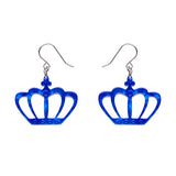 Royal Crown Drop Earrings - Blue