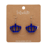 Royal Crown Drop Earrings - Blue