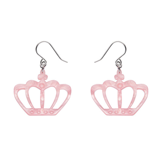 Royal Crown Drop Earrings - Pink