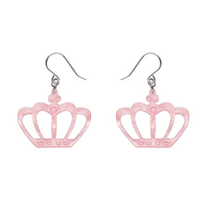 Royal Crown Drop Earrings - Pink