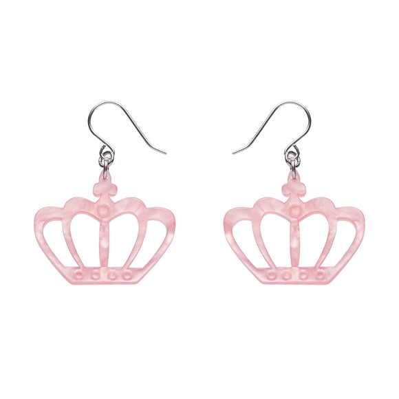 Royal Crown Drop Earrings - Pink