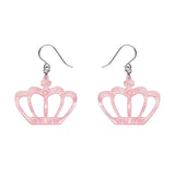 Royal Crown Drop Earrings - Pink