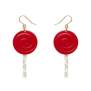 Lollypop Drop Earrings - Red