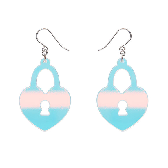 Heart Locket Drop Earrings - Iridescent