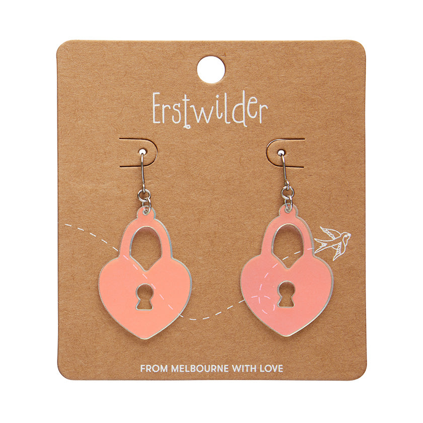 Heart Locket Drop Earrings - Iridescent