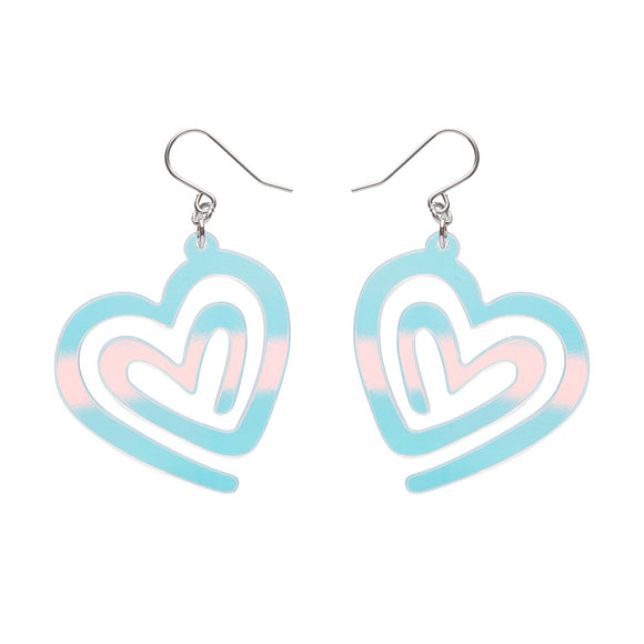 Heart Maze Drop Earrings - Iridescent