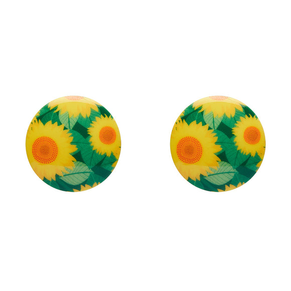 Sunflower Rounded Stud Earrings - Yellow