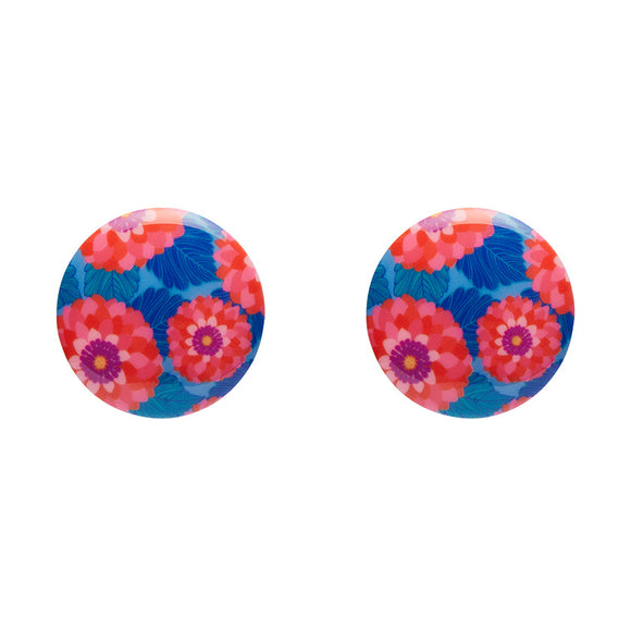 Dahlia Rounded Stud Earrings - Pink