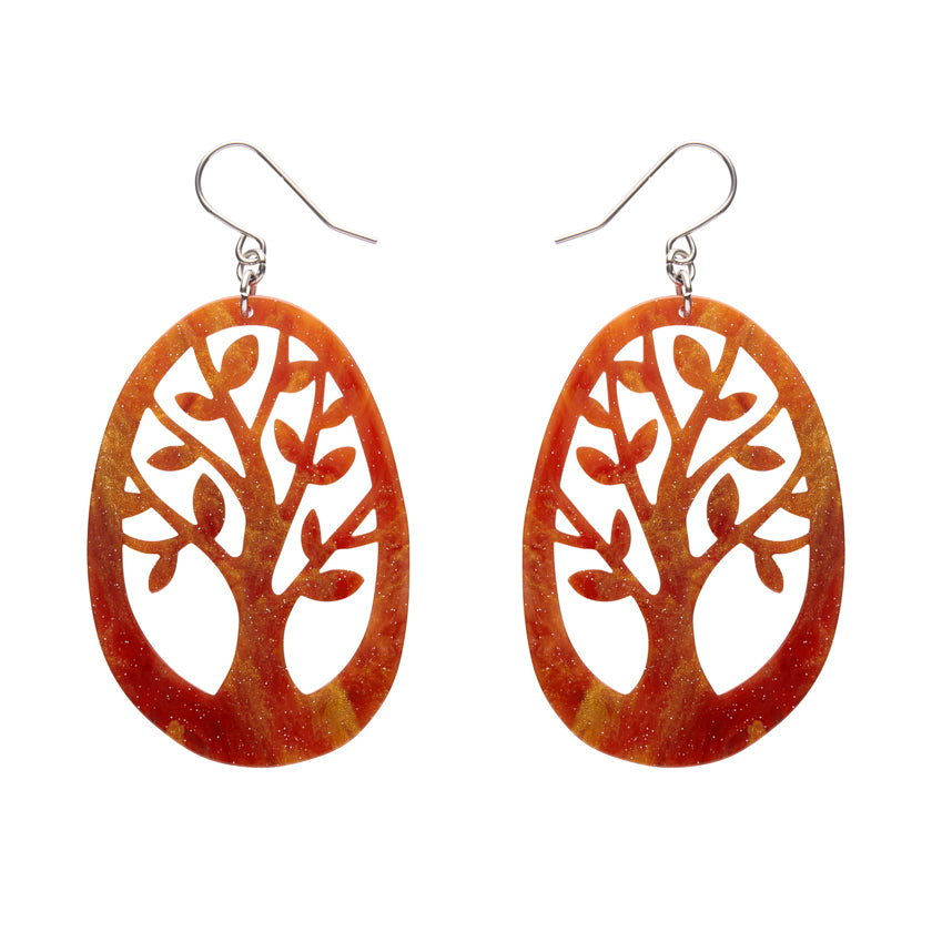 Tree Drop Earrings – Orange
