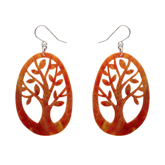 Tree Drop Earrings – Orange