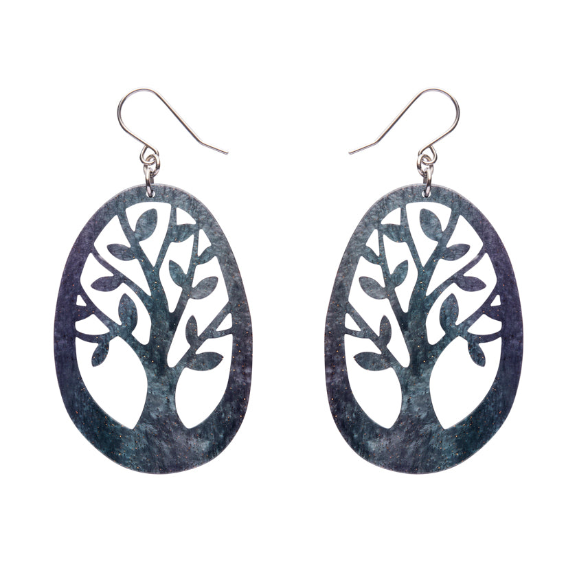 Tree Drop Earrings – Navy