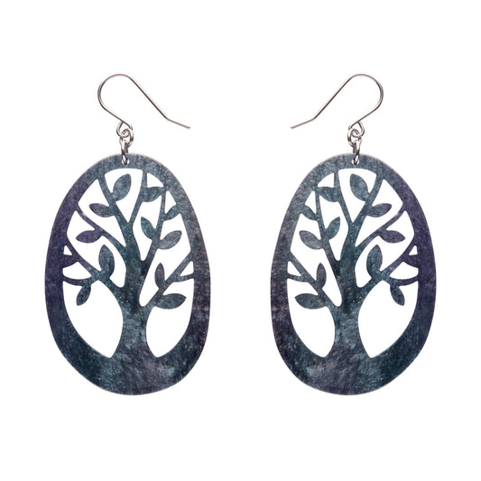 Tree Drop Earrings – Navy