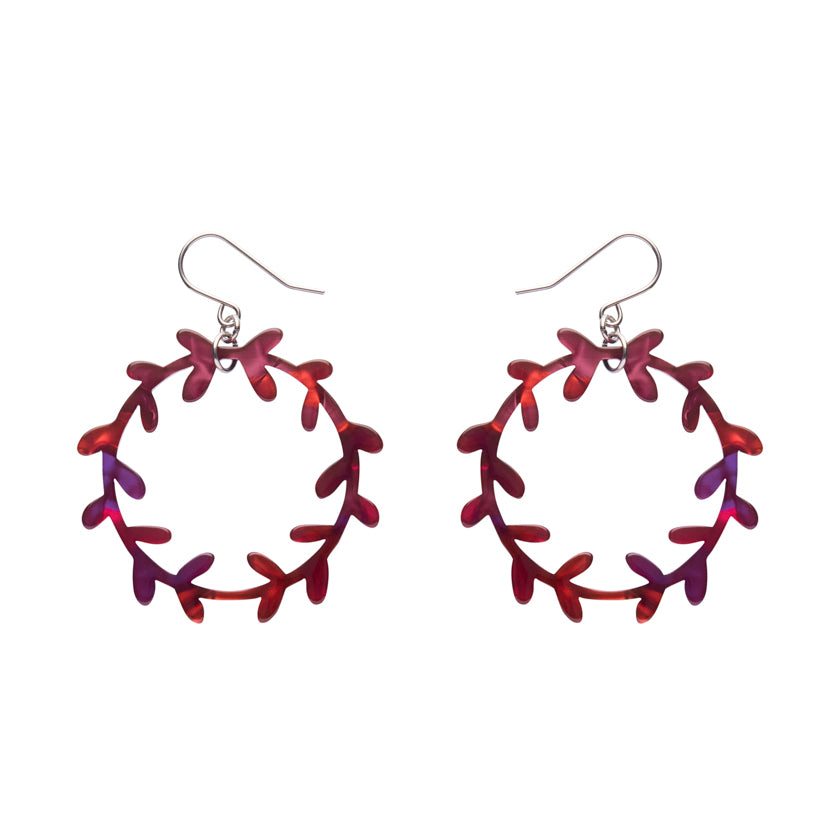 Wreath Drop Earrings – Maroon