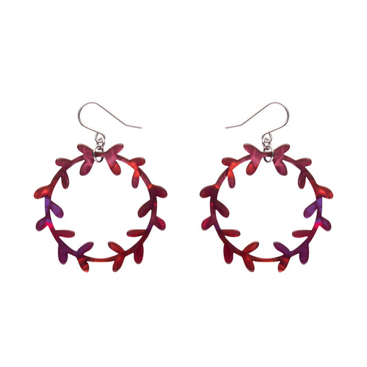 Wreath Drop Earrings – Maroon