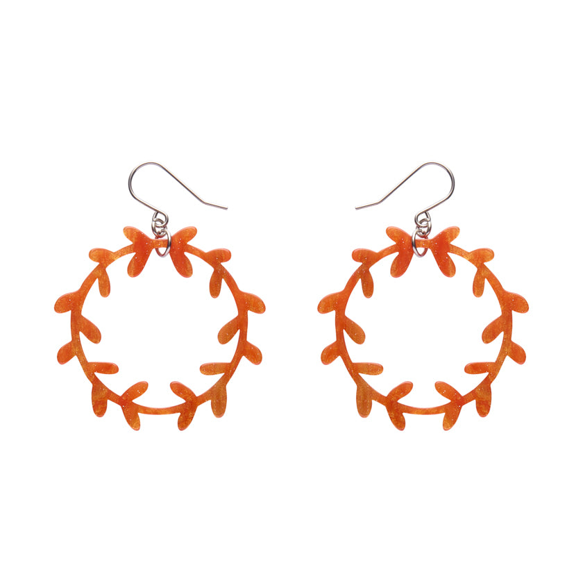 Wreath Drop Earrings – Orange