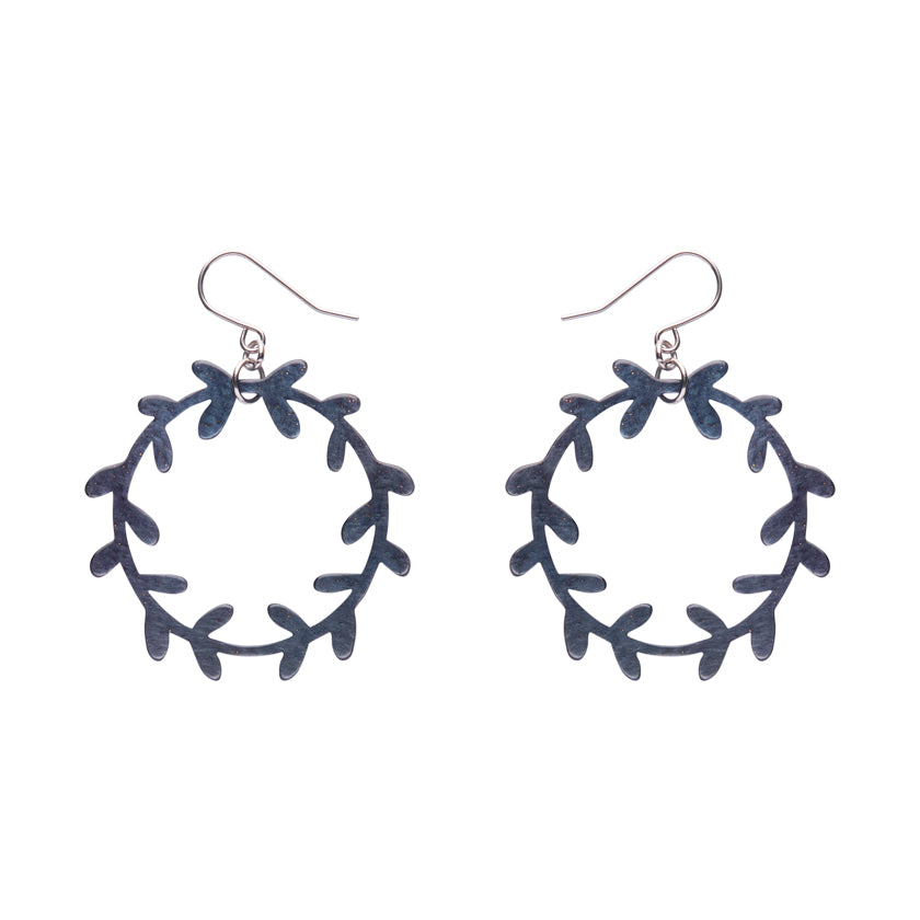 Wreath Drop Earrings – Navy