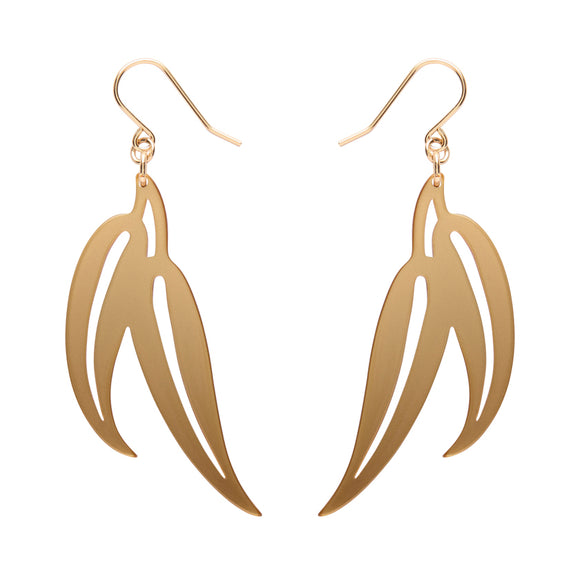 Gum Leaf Drop Earrings - Gold