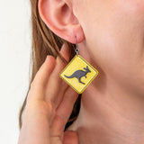 Kangaroo Sign Drop Earrings - Yellow