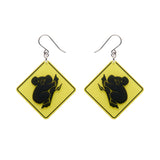 Koala Sign Drop Earrings - Yellow