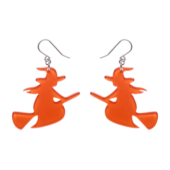 Flying Witch Drop Earrings - Orange