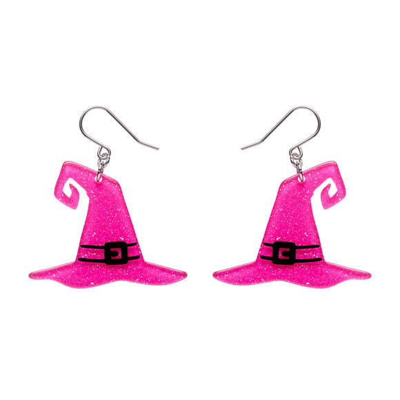 Witch's Hat Drop Earrings - Pink