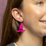 Witch's Hat Drop Earrings - Pink