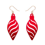 Long Bauble Drop Earrings - Red