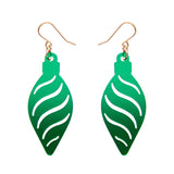 Long Bauble Drop Earrings - Green