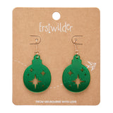 Round Bauble Drop Earrings - Green