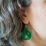 Round Bauble Drop Earrings - Green