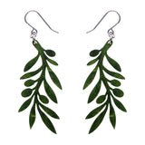 Olive Branch Drop Earrings - Green