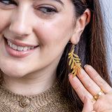 Olive Branch Drop Earrings - Gold