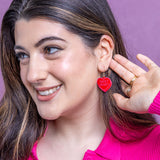 Candy Heart Drop Earrings – Red
