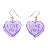 Candy Heart Drop Earrings – Purple