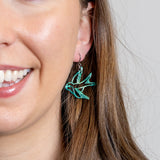 Swallow Drop Earrings - Green