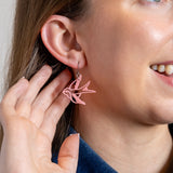 Swallow Drop Earrings - Pink