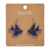 Swallow Drop Earrings - Blue