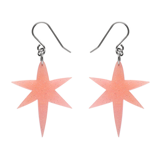 North Star Drop Earrings - Pink