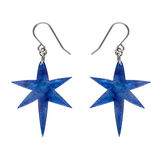 North Star Drop Earrings - Blue