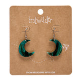 Cresent Moon Drop Earrings - Green
