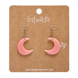 Cresent Moon Drop Earrings - Pink