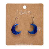 Cresent Moon Drop Earrings - Blue