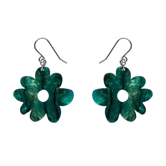 Flower Drop Earrings – Green
