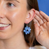 Flower Drop Earrings – Blue