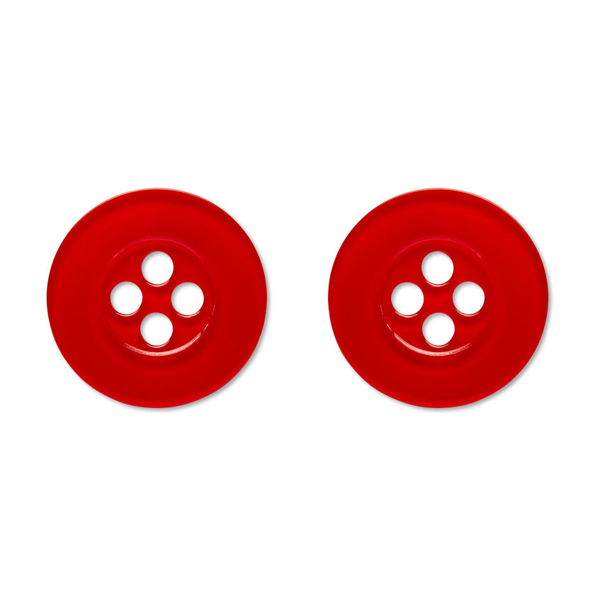 Button Stud Earrings - Red