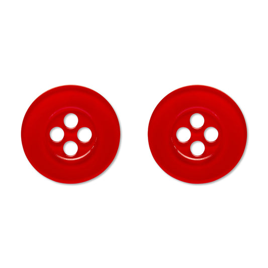 Button Stud Earrings - Red