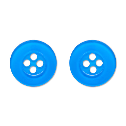 Button Stud Earrings - Blue